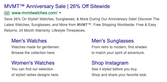 Screenshot of MVMT ad campaign