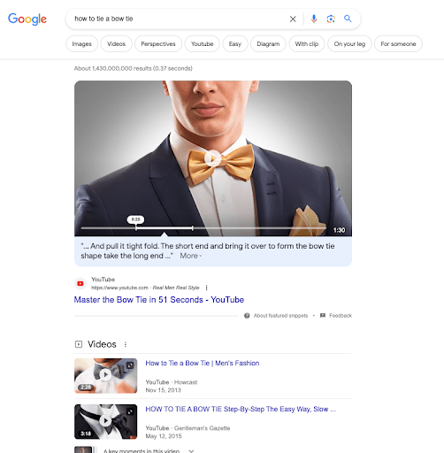 how to tie a bow tie video search results