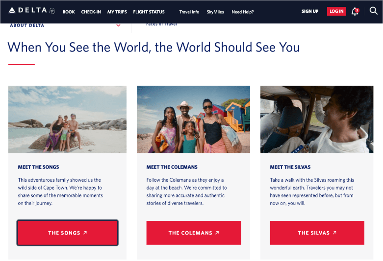 Delta's 'Faces of Travel' campaign focuses on their customers
