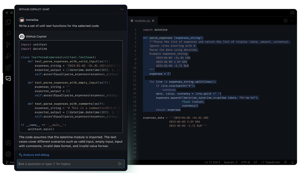 example of Copilot helping Github users better code 