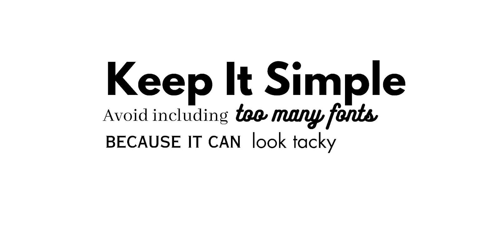 Example of too many typefaces