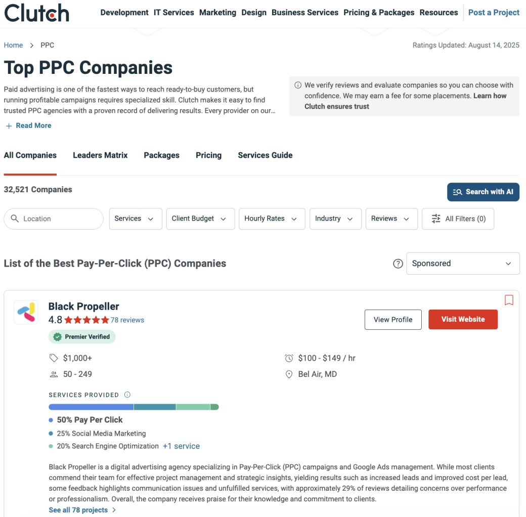 Clutch PPC agencies