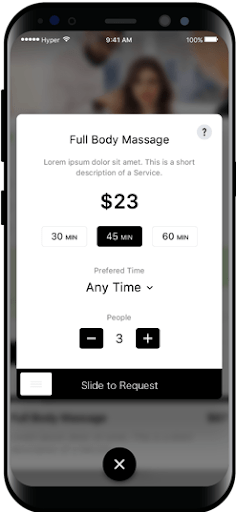 Users can book a massage using the control panels at the bottom of the screen.