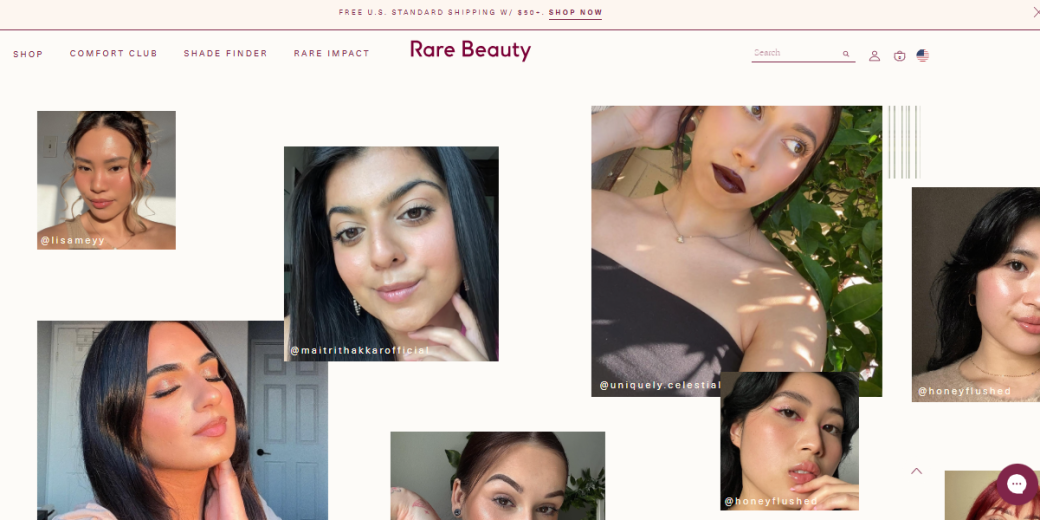Rare Beauty social proof