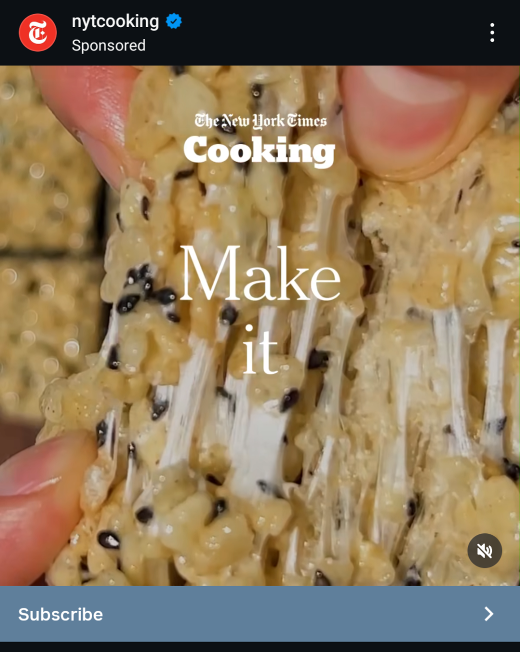NYTCooking's sponsored Instagram post