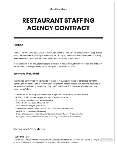 Staffing Contract Example