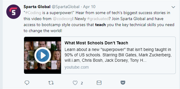 Sparta Global tweet