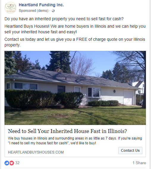 Heartland Funding Facebook advertisement