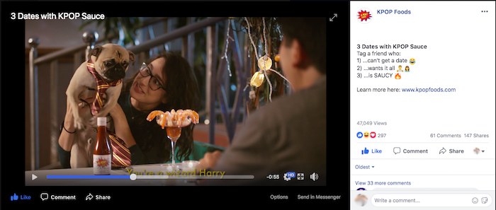 KPOP Foods social media advertisement