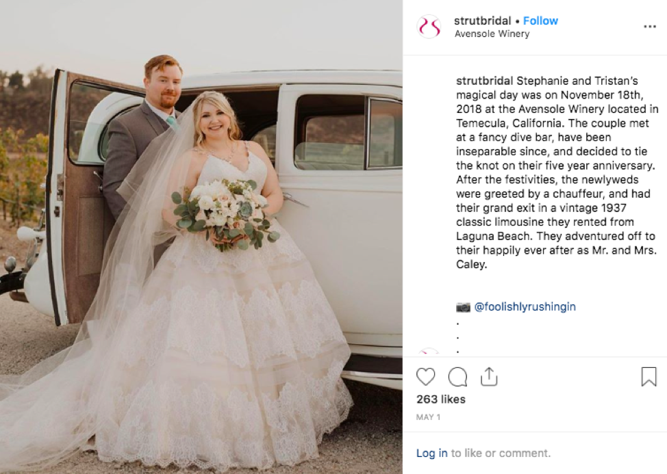 Campeau shares clients' wedding photos to congratulate them and show other consumers they care about them.