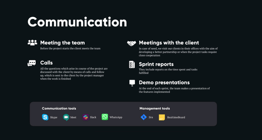 You can meet the team and make calls using various tools, enabling more communication. 