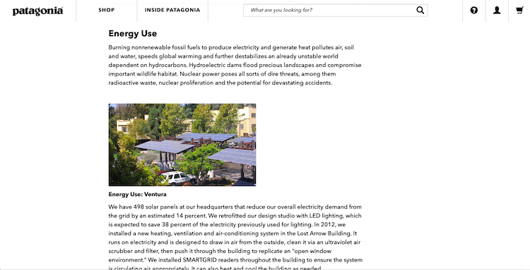 Patagonia sustainability value proposition