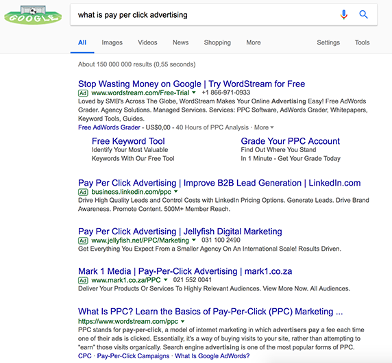 Google AdWords screenshot