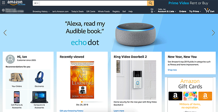 Amazon's homepage
