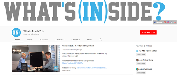 Screenshot of What's Inside YouTube page