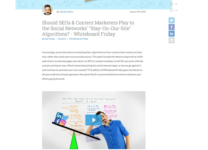 Screenshot of Rand Fishkin's Whiteboard Friday