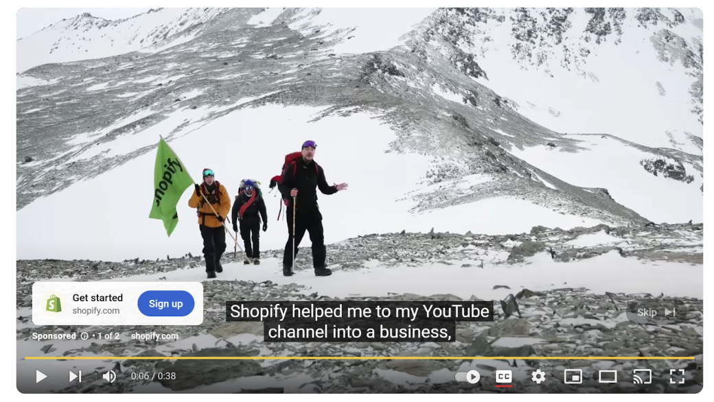 Shopify skippable ads