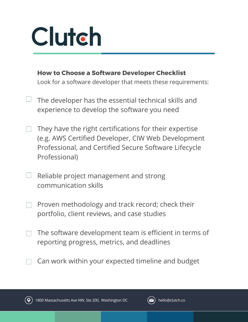 How to choose a software developer checklist
