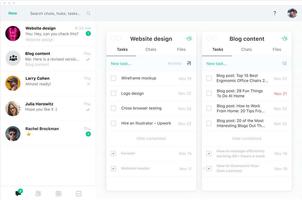 brief collaboration tool dashboard