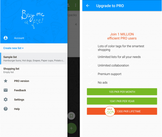 example of lifetime subscription for a mobile app