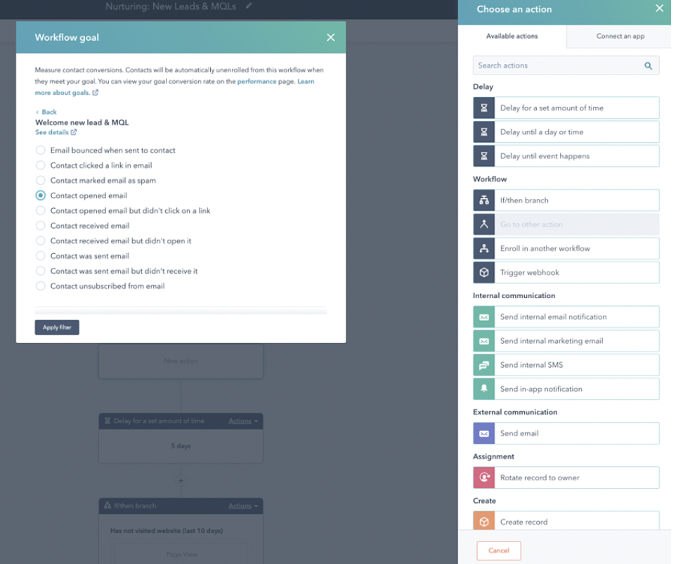HubSpot email automation offerings and dashboard