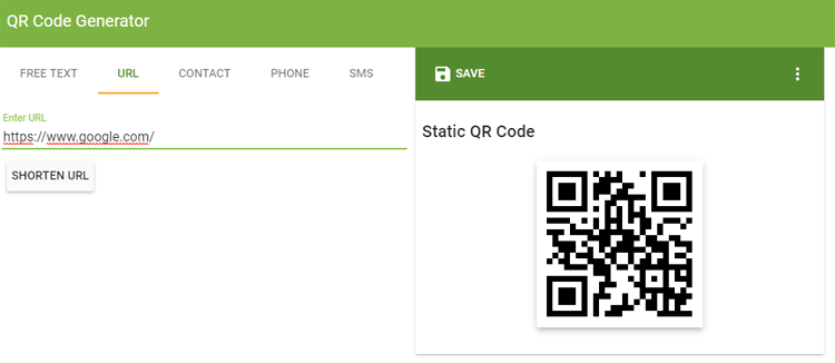 enter information in QR code generator