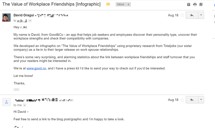 example of outreach email to get PR coverage