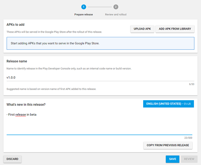 Google Play app release