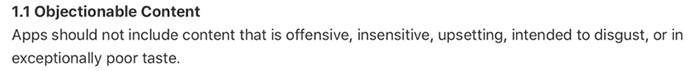 Objectionable content guidelines
