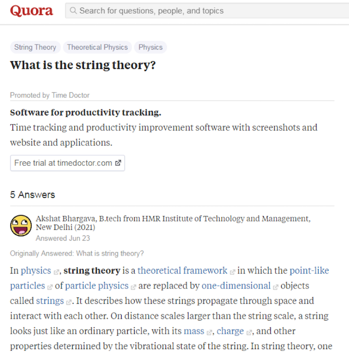 Answer Quora Thread