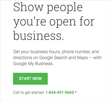 click start now to create your Google local business page