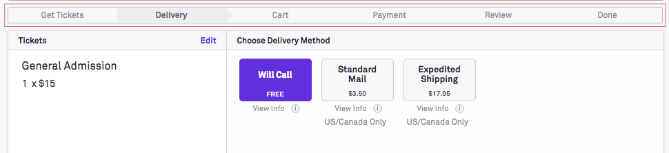 Ticketfly uses a status bar.