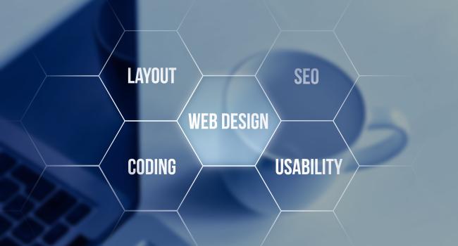 Web with web design, layout, seo, coding, and usability in it