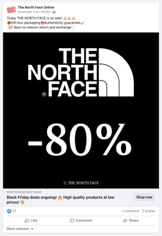 Fake North Face ad
