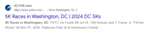 Washington DC 5K races