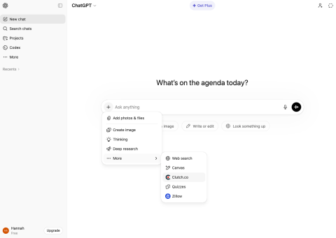 click on the + sign in the search bar, scroll down to “more.” Click on “Clutch” to use the app in future searches. 
