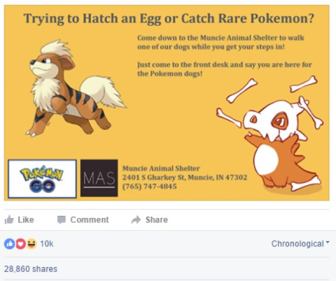 Muncie Animal Shelter Pokemon Go