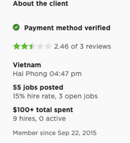 If the person looking for a freelancer has fewer than 3 stars, be wary.