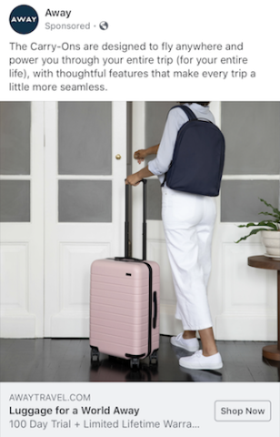 Away luggage Facebook