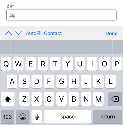 This zip code field pulls up an alphabetic keyword.