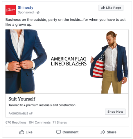 Shinesty Facebook advertisement