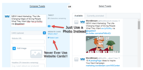 Twitter ad with a featured image instead of text