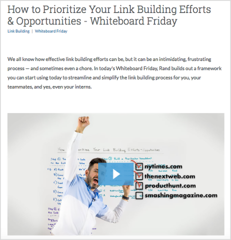 Whiteboard Friday video series led by Fishkin of Moz