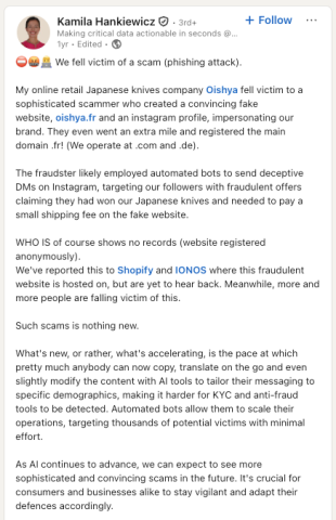 Oishya phishing attack