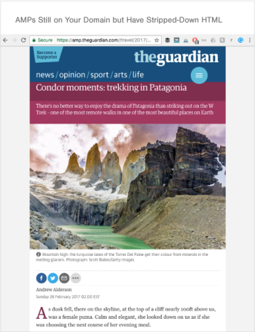 Example of an AMP page from The Guardian