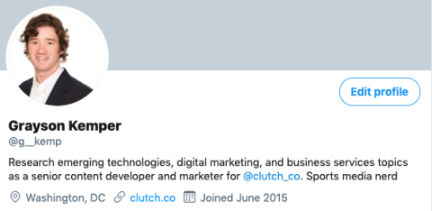 Company reference in social bio