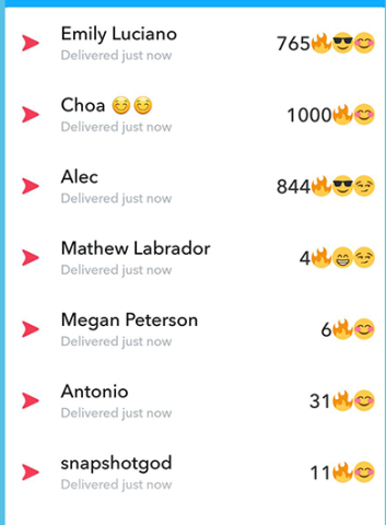 Screenshot of Snap streaks