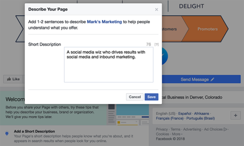 Facebook description screenshot