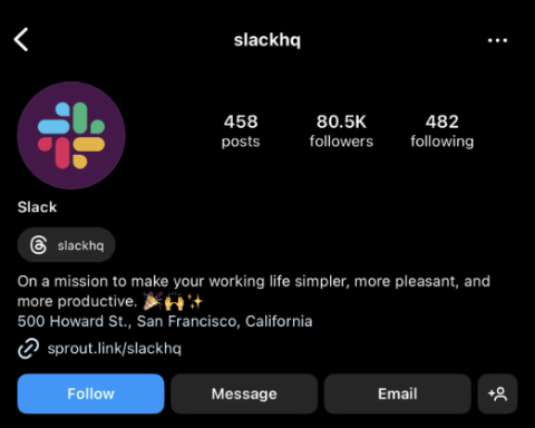 slack instagram bio example
