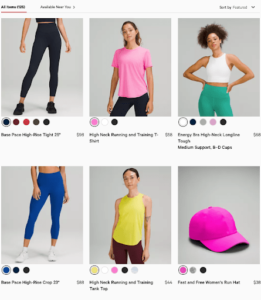 Lululemon site layout